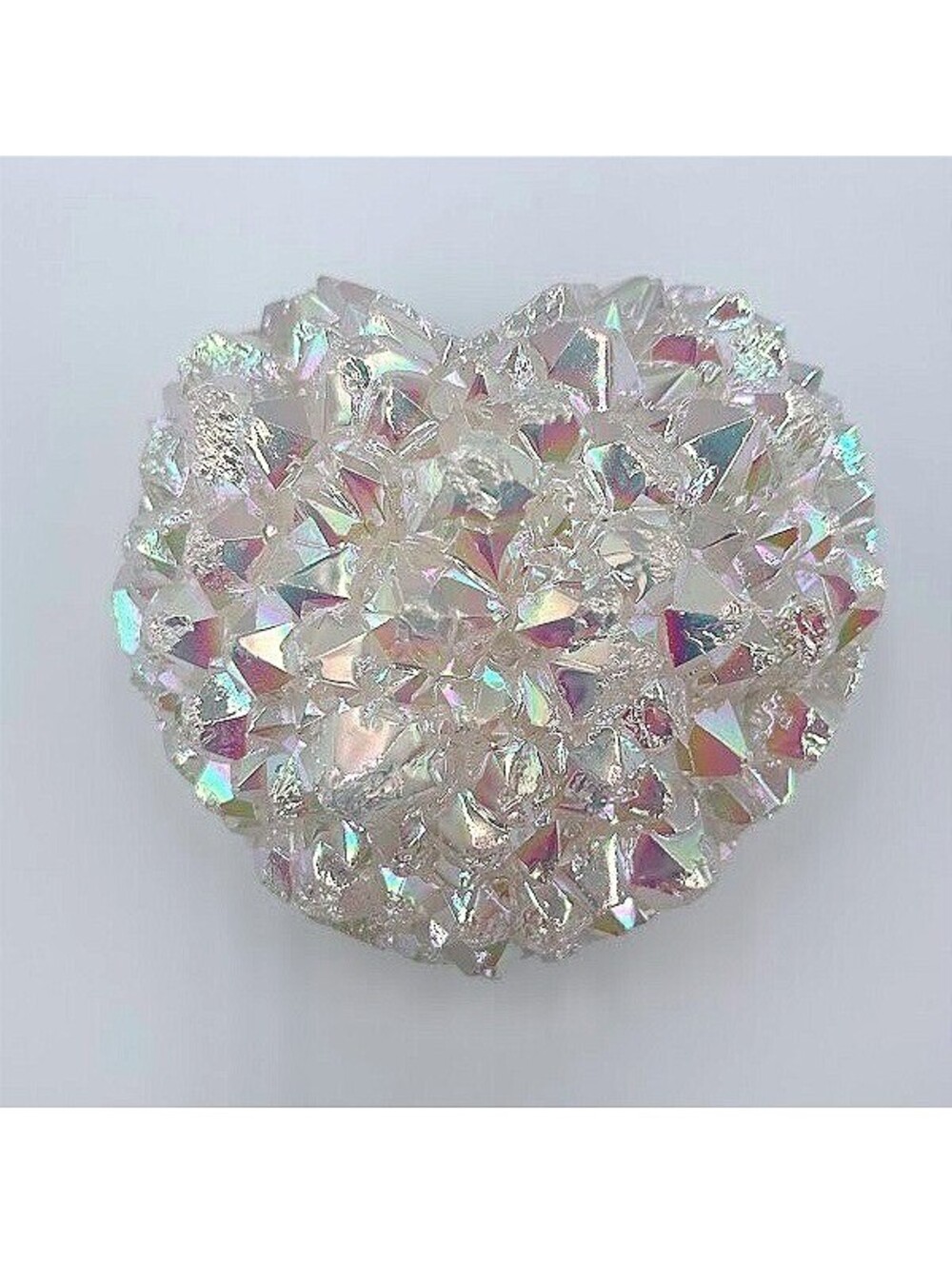Aura Quartz Crystal Heart Cluster Iridescent Geode Specimen